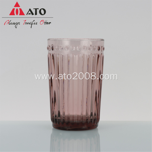 350ml Milk Coffee Embossed Tumbler Beverage Glass Cups